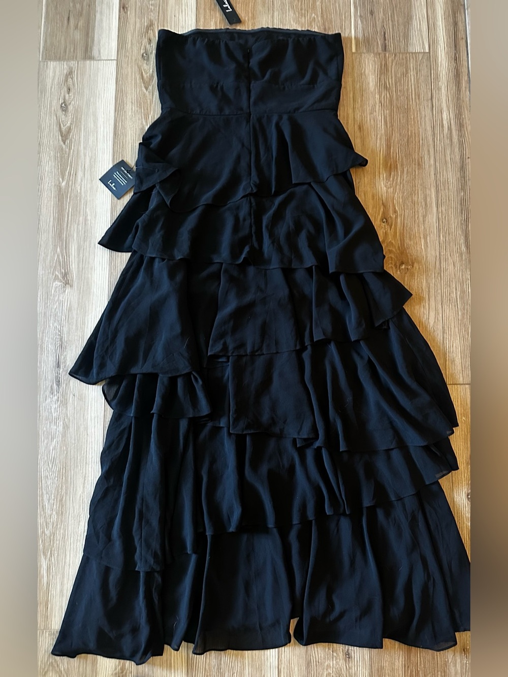 Lulus Strapless Tiered Ruffle Maxi Dress L NWT - Picture 3 of 11